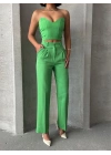 Palazzo pantolonlu alt üst takım yeşil