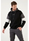 Parçalı Kapşonlu Sweatshirt