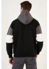 Parçalı Kapşonlu Sweatshirt