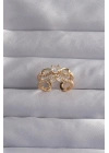 Pirinç Ayarlamalı Gold Renk Zirkon Taşlı 2li Görünüm Fiyonk Yüzük