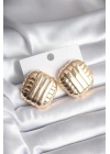 Pirinç Gold Renk İşleme Detay Kadın Küpe