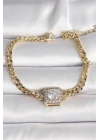 Pirinç Gold Renk Kare Zirkon Taşlı Xuping Exclusive VIP Seri Kadın Bileklik