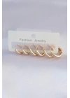 Pirinç Gold Renk Oval Küpe Seti