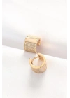 Pirinç Gold Renk Taşlı Minimal Küpe