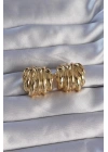 Pirinç Gold Renk Tırtıklı Bombe Model Küpe