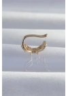 Pirinç Gold Renk Zirkon Taş Kaplama Earcuff Küpe