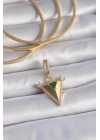 Pirinç Gold Renk Zirkon Taşlı 3D Üçgen Model Ajda Charm