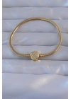 Pirinç Gold Renk Zirkon Taşlı Charm Bileklik