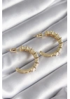 Pirinç Gold Renk Zirkon Taşlı Halka Model Kadın Küpe