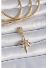 Pirinç Gold Renk Zirkon Taşlı Kutup Yıldızı Model Ajda Charm