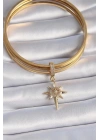 Pirinç Gold Renk Zirkon Taşlı Kutup Yıldızı Model Ajda Charm