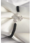 Pirinç Gümüş Renk Zirkon Taşlı Zambak Figür Asanrsörlü Makrome Model Kadın Bileklik