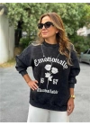 Baskılı Oversıze Kadın Sweatshirt