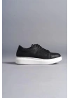 SLW151 Boost Bağcıklı Cilt Erkek Günlük Sneaker Ayakkabı CBT - Siyah