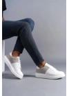 SLW151 Boost Bağcıklı Cilt Süet Erkek Günlük Sneaker Ayakkabı CSBT - Beyaz/Gri
