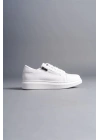 SLW155 Warrior Bağcıklı ve Fermuarlı Cilt Erkek Günlük Sneaker Ayakkabı CBT - Beyaz