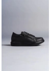 SLW155 Warrior Bağcıklı ve Fermuarlı Cilt Erkek Günlük Sneaker Ayakkabı CST - Siyah