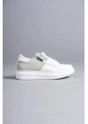 SLW155 Warrior Bağcıklı ve Fermuarlı Cilt Süet Erkek Günlük Sneaker Ayakkabı CSBT - Beyaz/Gri