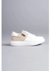 SLW155 Warrior Bağcıklı ve Fermuarlı Cilt Süet Erkek Günlük Sneaker Ayakkabı CSBT - Beyaz/Krem