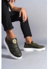 SLW161 Hippo Bağcıksız Cilt Erkek Günlük Sneaker Ayakkabı CBT - Haki