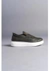 SLW161 Hippo Bağcıksız Cilt Erkek Günlük Sneaker Ayakkabı CBT - Haki