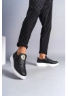 SLW161 Hippo Bağcıksız Cilt Erkek Günlük Sneaker Ayakkabı CBT - Siyah