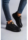 SLW161 Hippo Bağcıksız Cilt Erkek Günlük Sneaker Ayakkabı CST - Siyah
