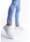 SLW165 Elite Bağcıklı Cilt Erkek Günlük Sneaker Ayakkabı CBT - Beyaz