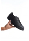 SLW165 Elite Bağcıklı Cilt Erkek Günlük Sneaker Ayakkabı CST - Siyah