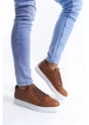 SLW166 Prestige Bağcıklı Cilt Kapitone Desenli Erkek Günlük Sneaker Ayakkabı CBT - Taba