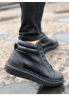 SLW202 Toronto Bağcıklı Cilt Erkek Spor Bot ST - Siyah