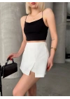 Tek yırtmajlı şort etek