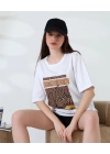 Varak çizgili Oversize Kadın T-Shirt