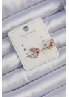 Xuping Rose Renk Zirkon Taşlı Bombeli Topçuk Earcuff Küpe