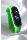 Yeşil Renk Silikon Dijital Dokunmatik Led Saat