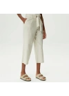Yüksek Belli Linen Culotte Kadın Rengi Pantolon