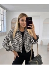 Zigzag Desenli Crop Kadın Ceket