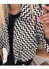 Zigzag Desenli Crop Kadın Ceket