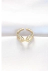 Zirkon Taşlı Gold Renk Ayarlanabilir Yüzük