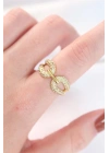 Zirkon Taşlı Gold Renk Ayarlanabilir Yüzük