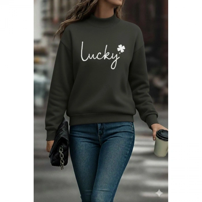 Kadın Uzun Kollu Bisiklet Yaka Viskon Iki Iplik Bluz