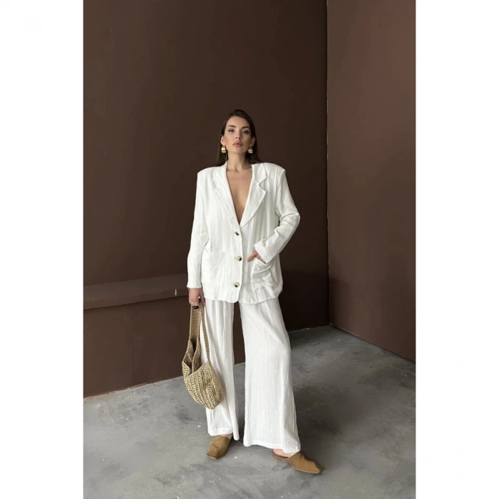 Beyaz Oversize Müslin Takım