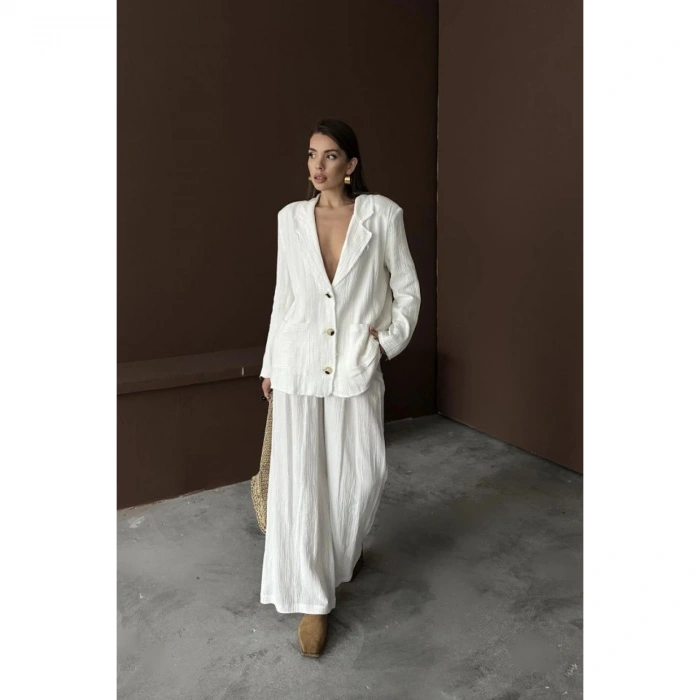 Beyaz Oversize Müslin Takım