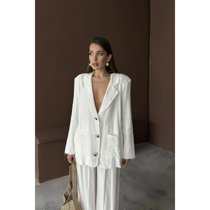 Beyaz Oversize Müslin Takım