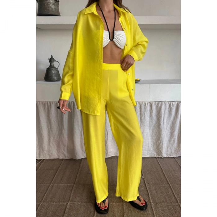 GÖMLEK - PANTOLON TAKIM - Sarı