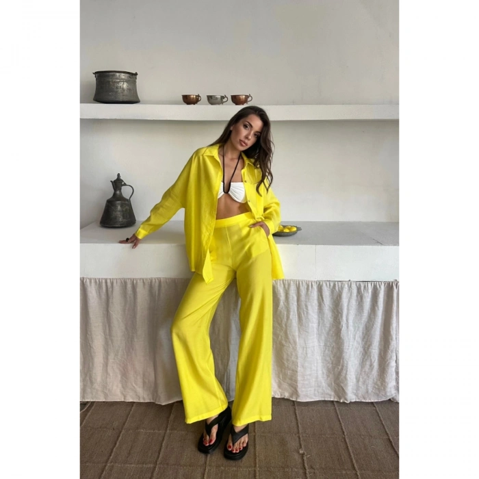 GÖMLEK - PANTOLON TAKIM - Sarı
