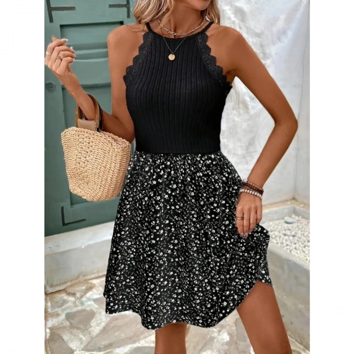 Kadın Omuzlardan Açık Reglan Kol Detaylı üst Fırfırlı Kaşkorse Alt Süprem Elbise