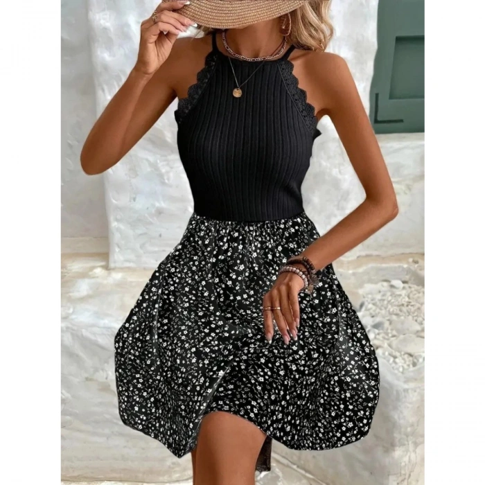 Kadın Omuzlardan Açık Reglan Kol Detaylı üst Fırfırlı Kaşkorse Alt Süprem Elbise