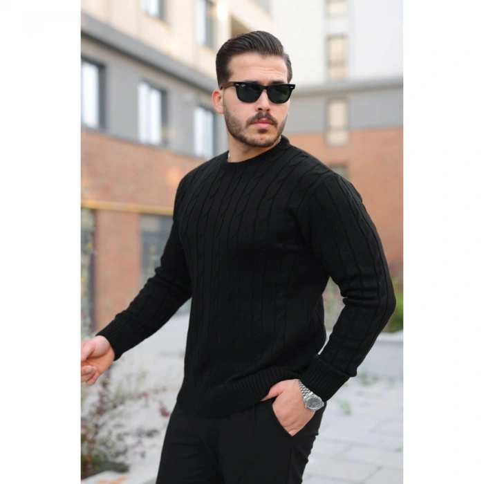 Erkek örgü Desen Bisiklet Yaka Kazak