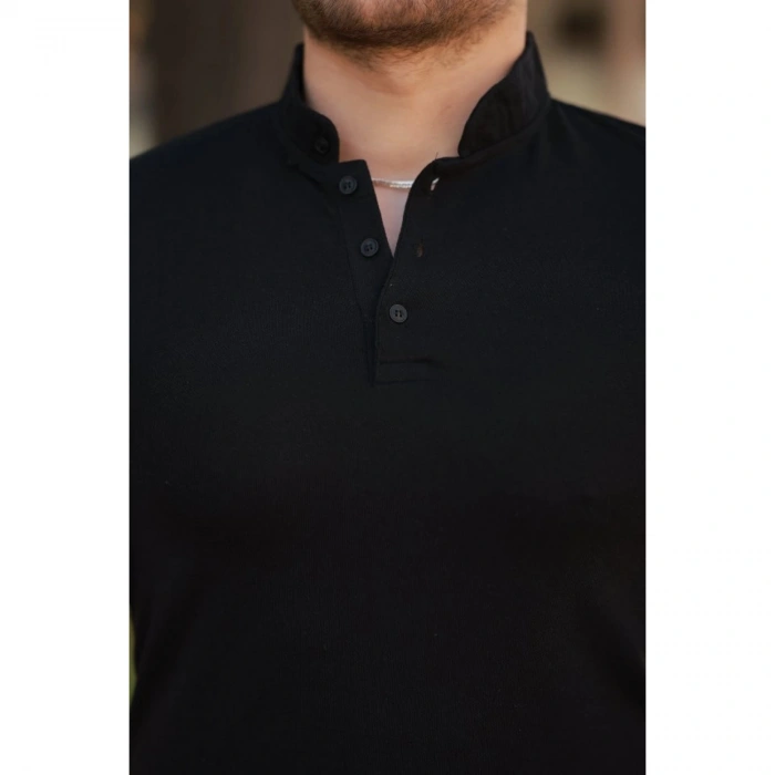 Erkek Hakim Yaka Dokuma Pamuklu Kumaş Kısa Kollu T-shirt